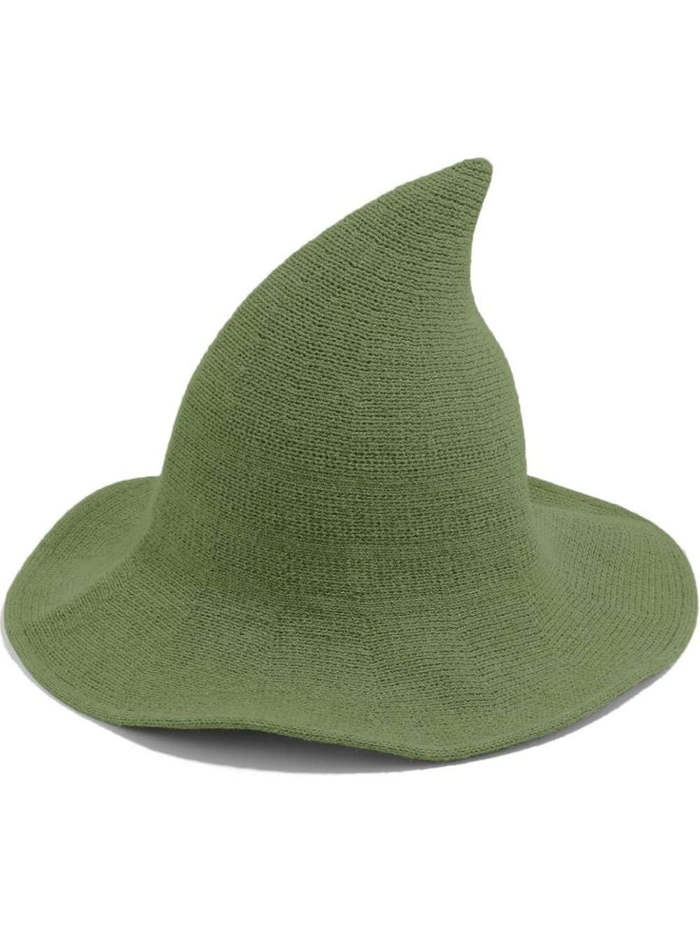Women's Green Halloween Witch Wide Brim Foldable Wool Knitteds Wizard Hats